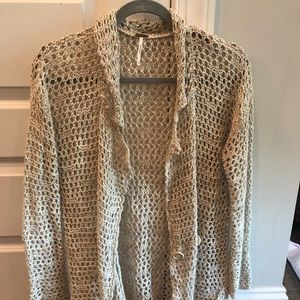Free people long crochet sweater